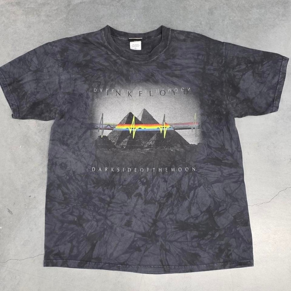 Vintage 90s Liquid Blue Pink Floyd Dark Side of the Moon tie dye